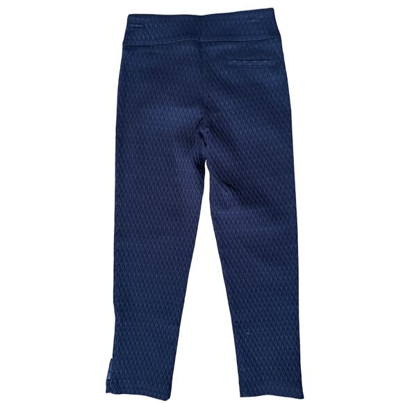 Margaret M Petite Navy Blue Jacquard Pants Size Small - Picture 2 of 6